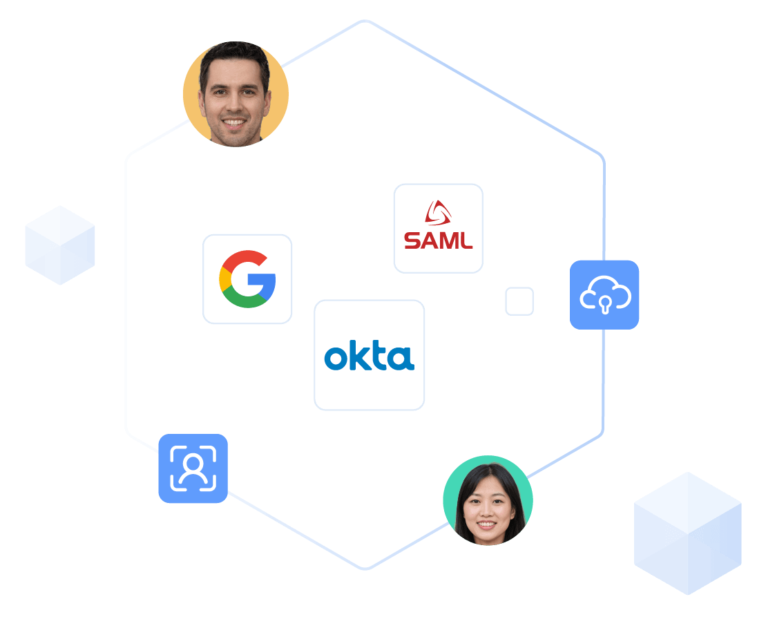 Automated user recognition and policy enforcement with IdP 
Okta Google SAML