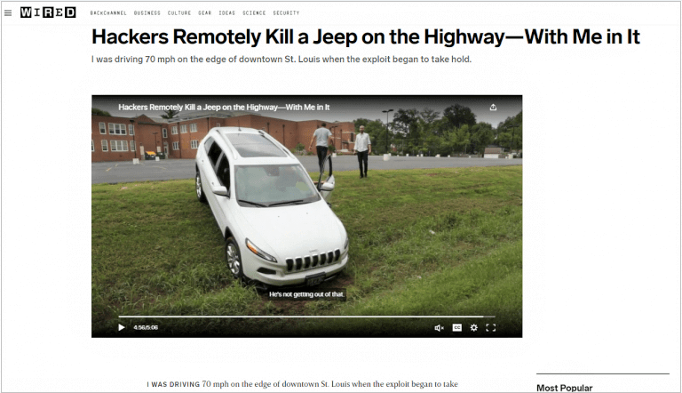 Hacked Jeep on the side of the road